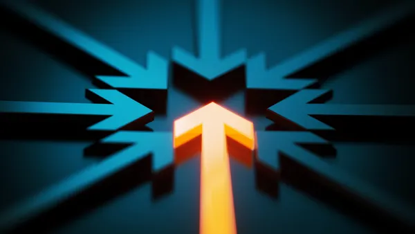 Arrow Symbols Merging On Dark Background