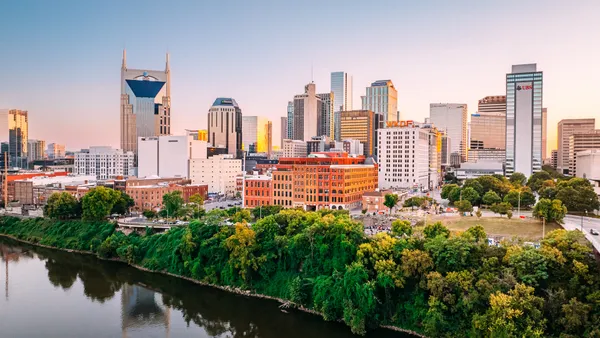 The Nashville skyline as seen from the river.