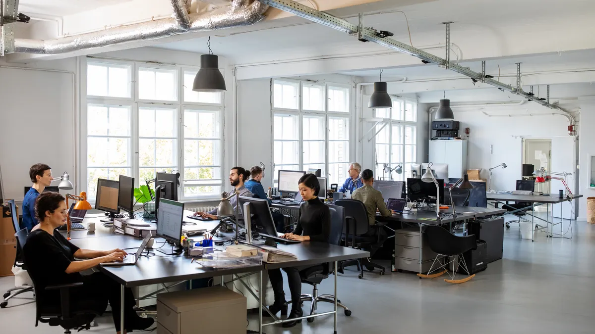 an open floor plan office