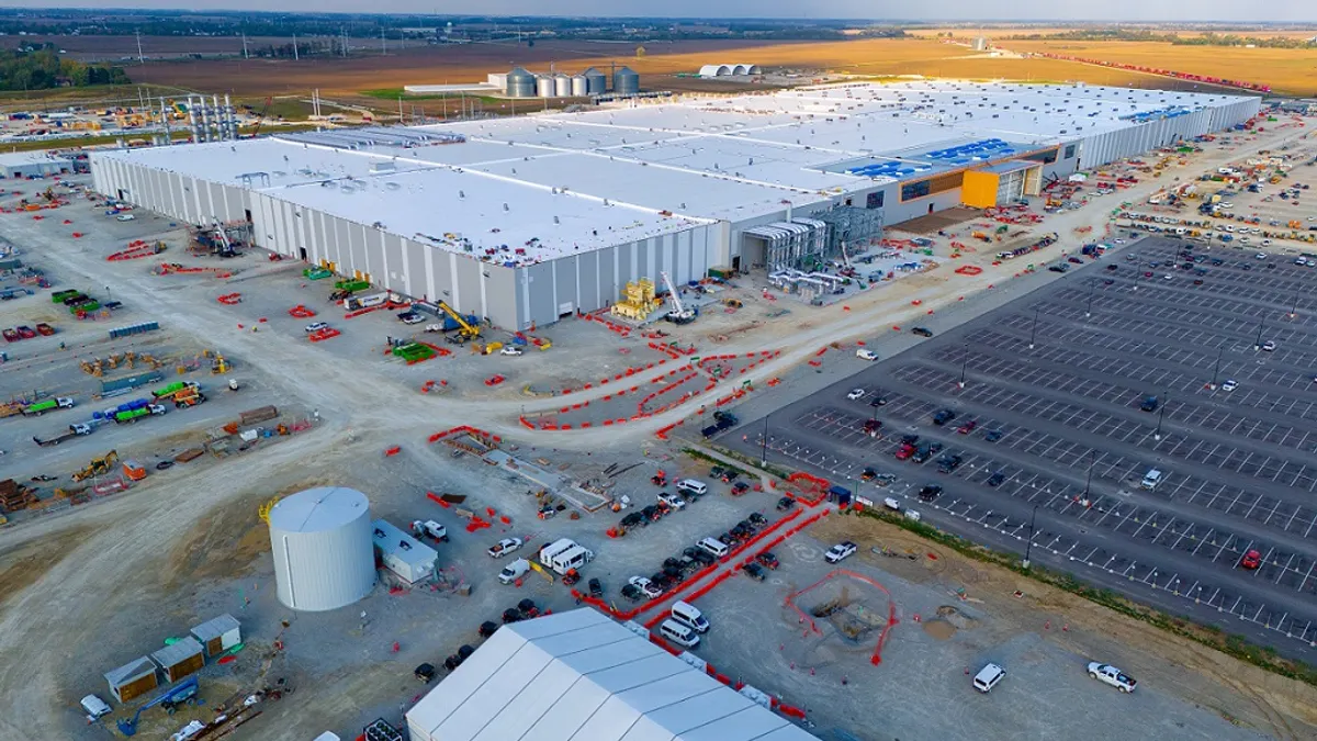 An ariel photo of the Honda and LG Energy Solution joint venture batterry plant under construction in October 2024 in Fayette County, Ohio.