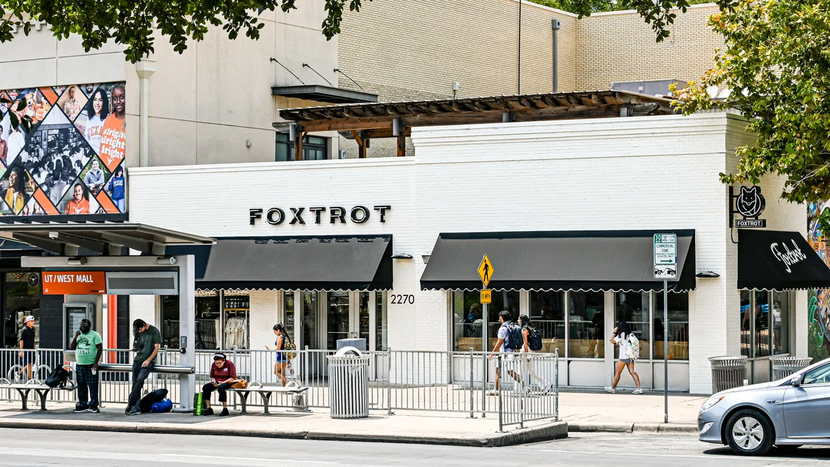 A photo of the exterior of a Foxtrot store on The Drag in Austin, Texas.