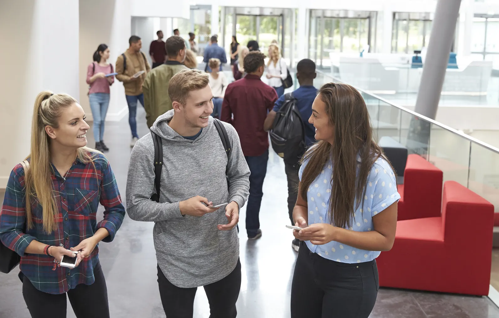 Students talking in a college campus