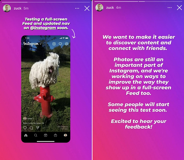 Instagram post from Mark Zuckerberg