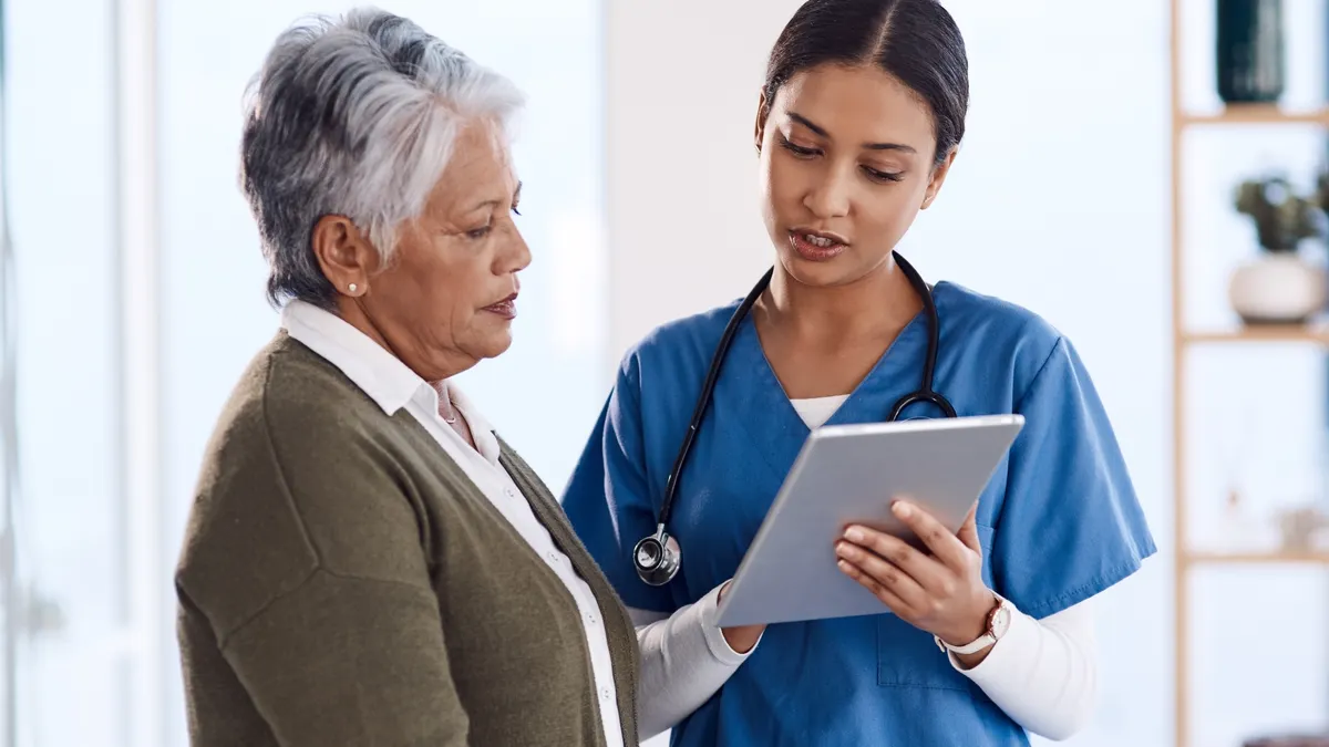 A medical professional talking