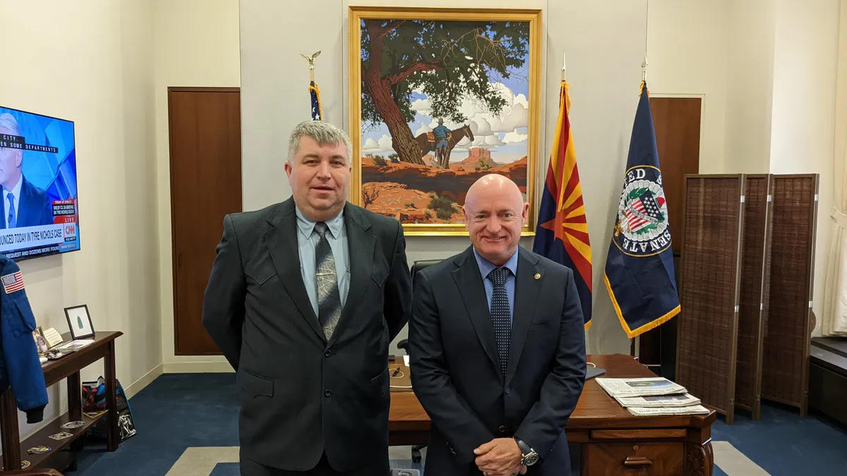 Lewie Pugh, executive vice president of the Owner-Operator Independent Drivers Association, met with Arizona Sen. Mark Kelly during a visit to Washington, D.C.