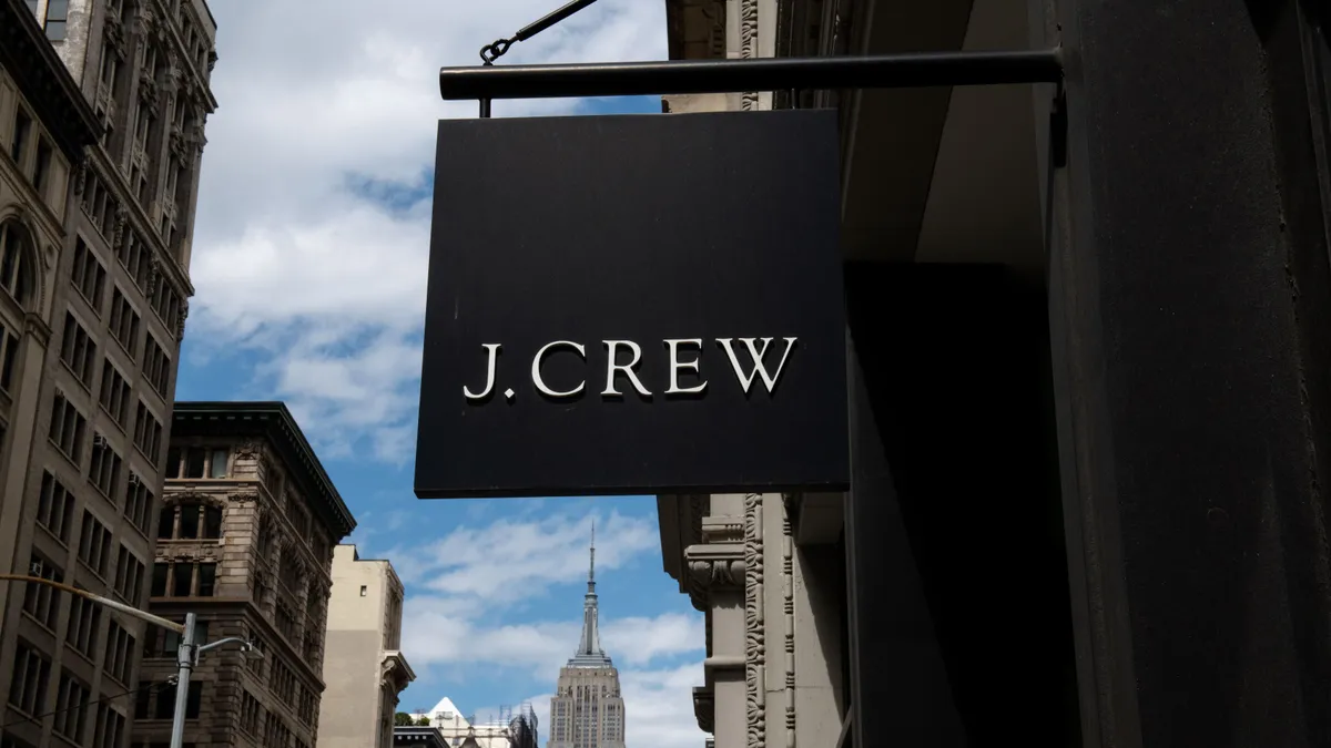 A sign on a J. Crew store on 5th Avenue in New York City.