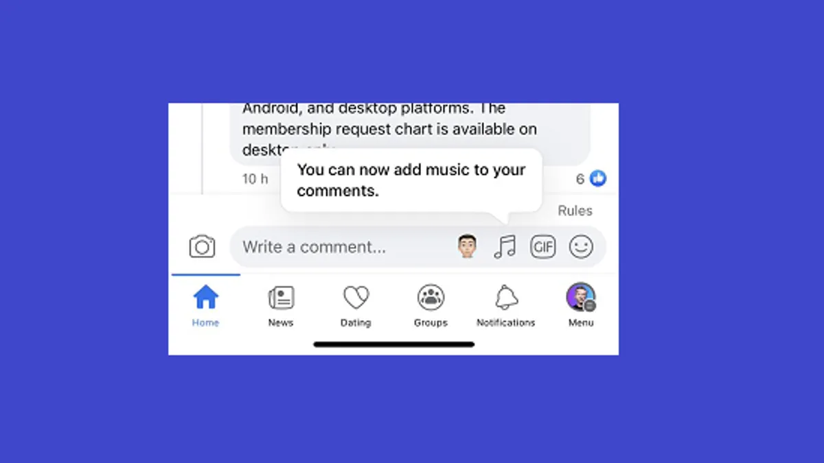 Facebook music comments