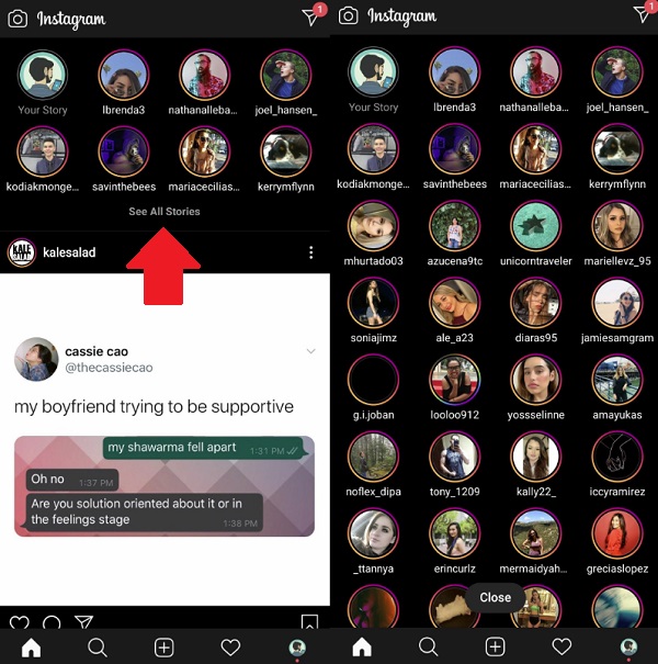 Instagram Stories full screen