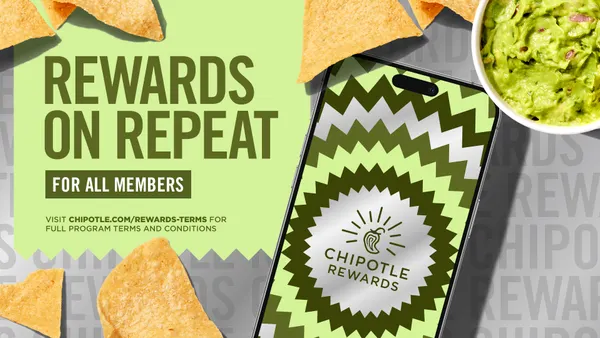 A promotional image for Chipotles "rewards on repeat" loyalty launch.