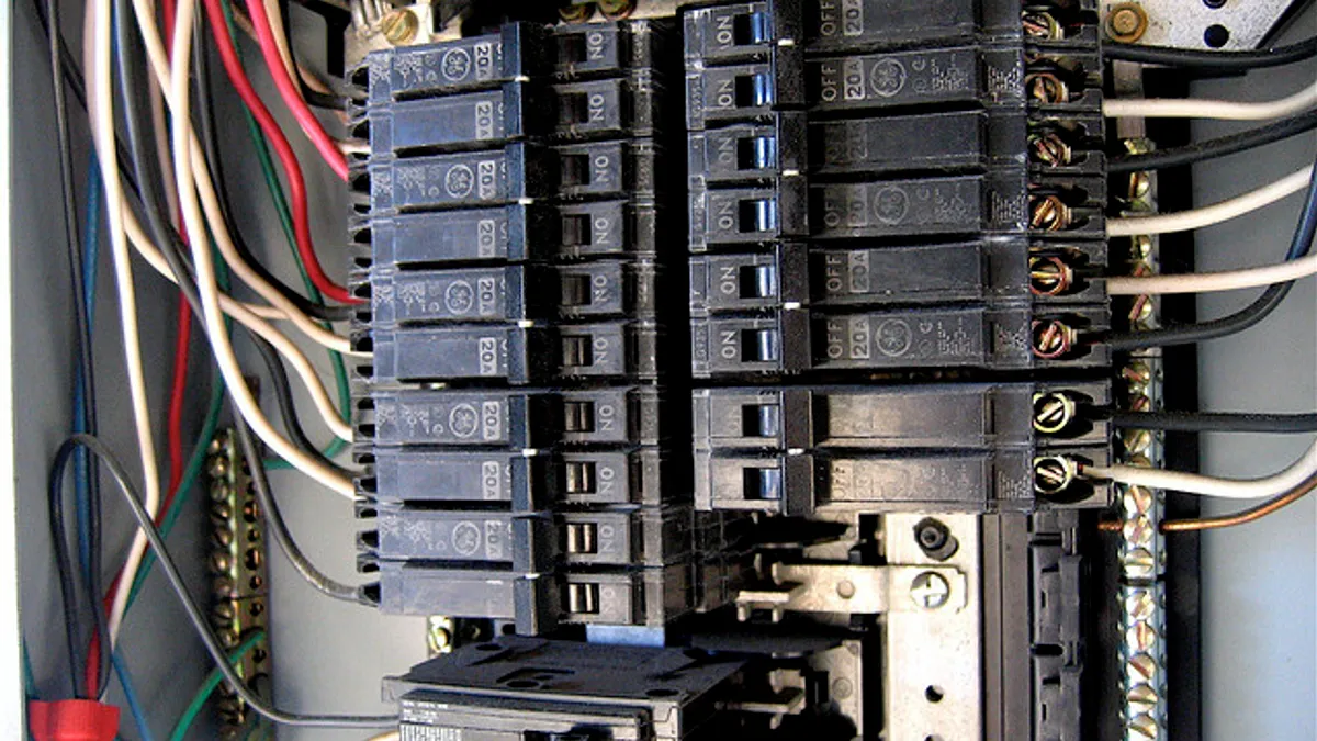 Image of an electric panel with wires.