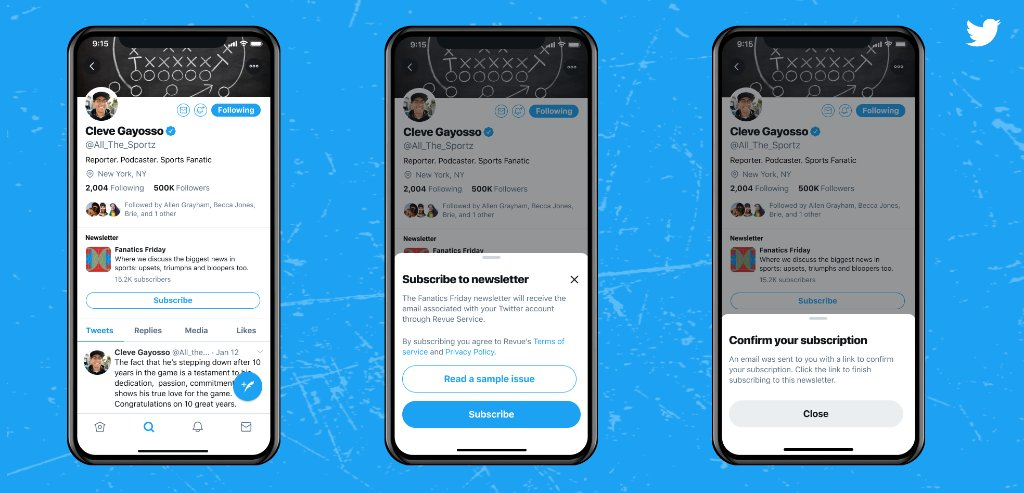 Twitter newsletter subscribe button