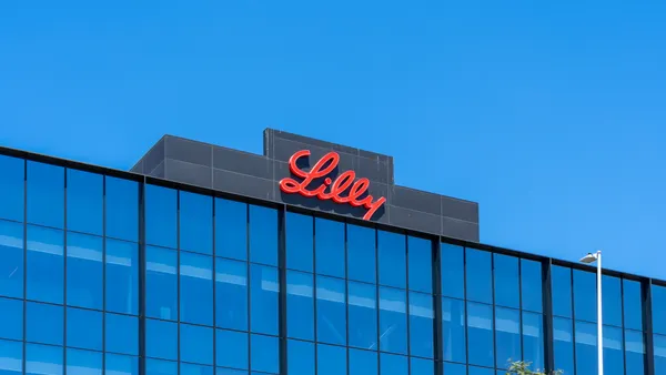 Eli Lilly’s Biotechnology Center in San Diego, California, with the Lilly logo on the building.