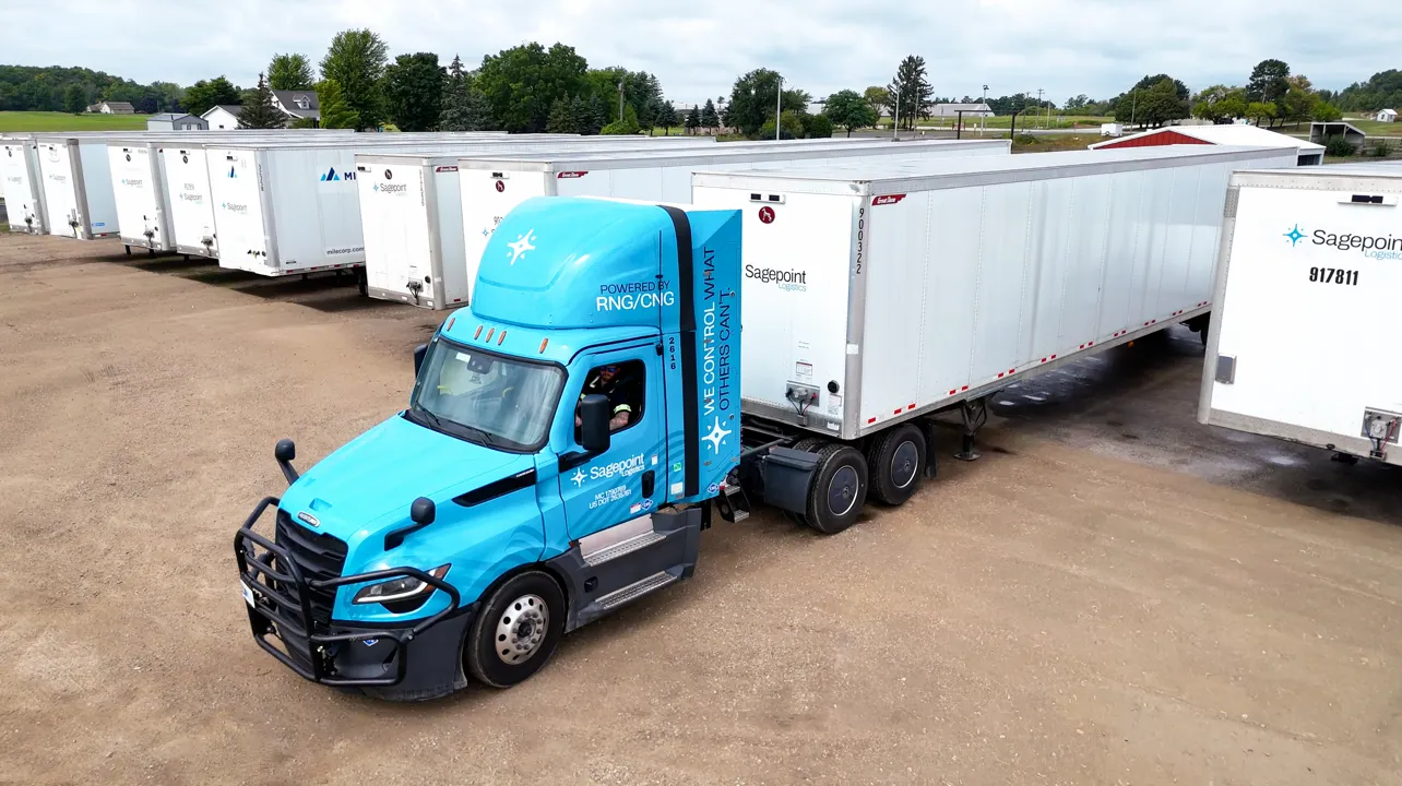Sagepoint blue truck in yard