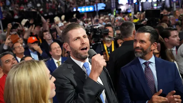 Eric Trump and Donald Trump Jr., sons of President Donald Trump, at the 2024 Republican National Convention.