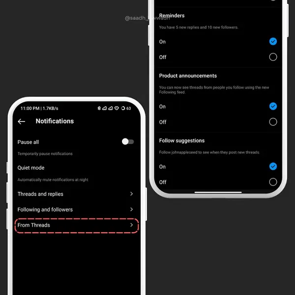 Threads notification controls
