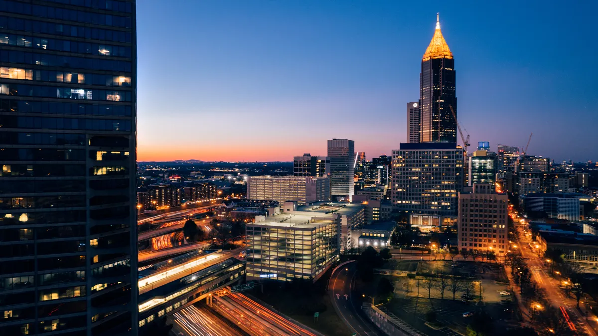 The Atlanta skyline with office buildings.