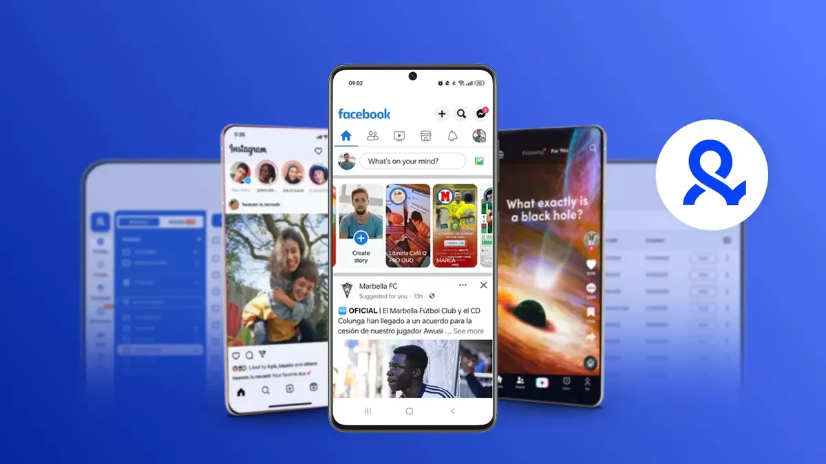 Different social media platforms on phones