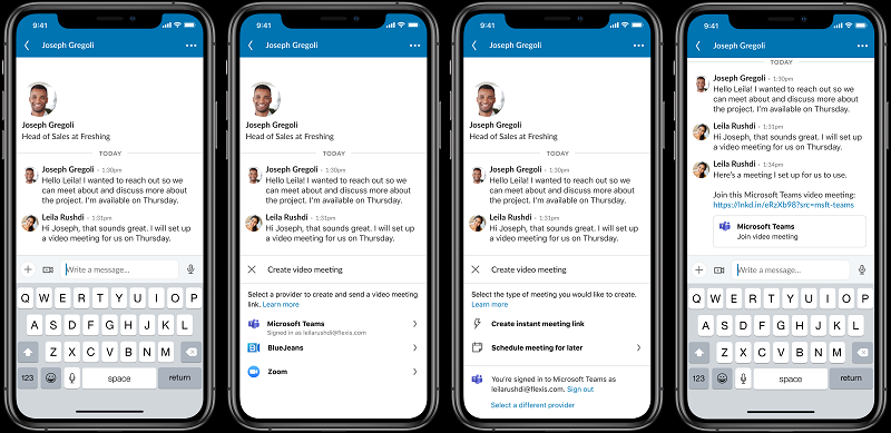 LinkedIn video meeting options