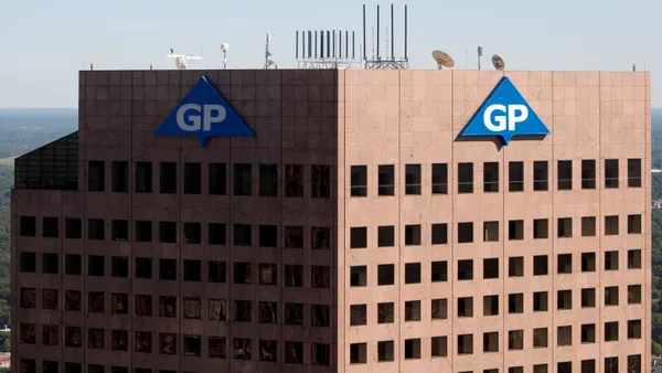 Georgia-Pacific's logo is on top of a skyscraper.