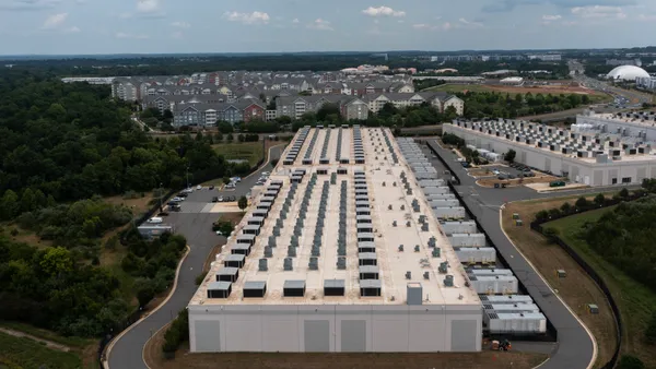 In an aerial view, the IAD71 Amazon Web Services data center is shown on July 17, 2024 in Ashburn, Virginia.