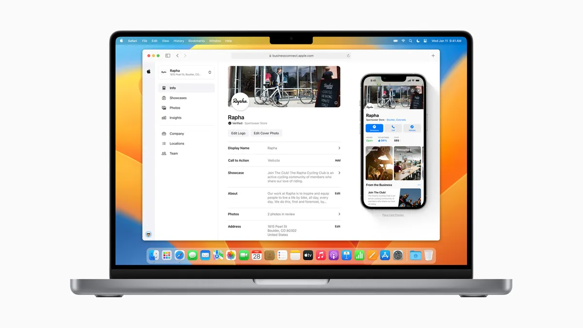 Business owners can easily register for Business Connect at the self-service website and begin customizing their presence across Apple apps.