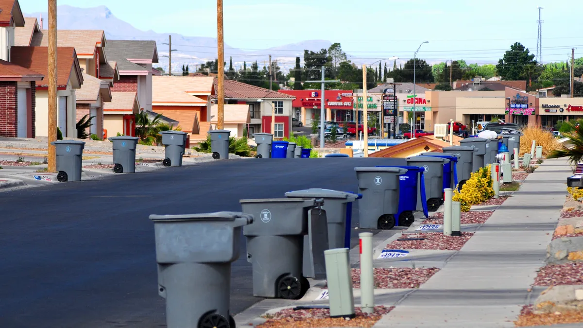 Carts out for collection in El Paso, Texas