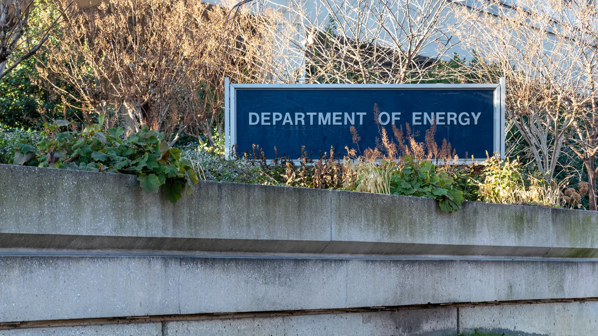 Sign for the US Department of Energy out-front of their headquarters the James Forrestal Building in Washington, D.C.