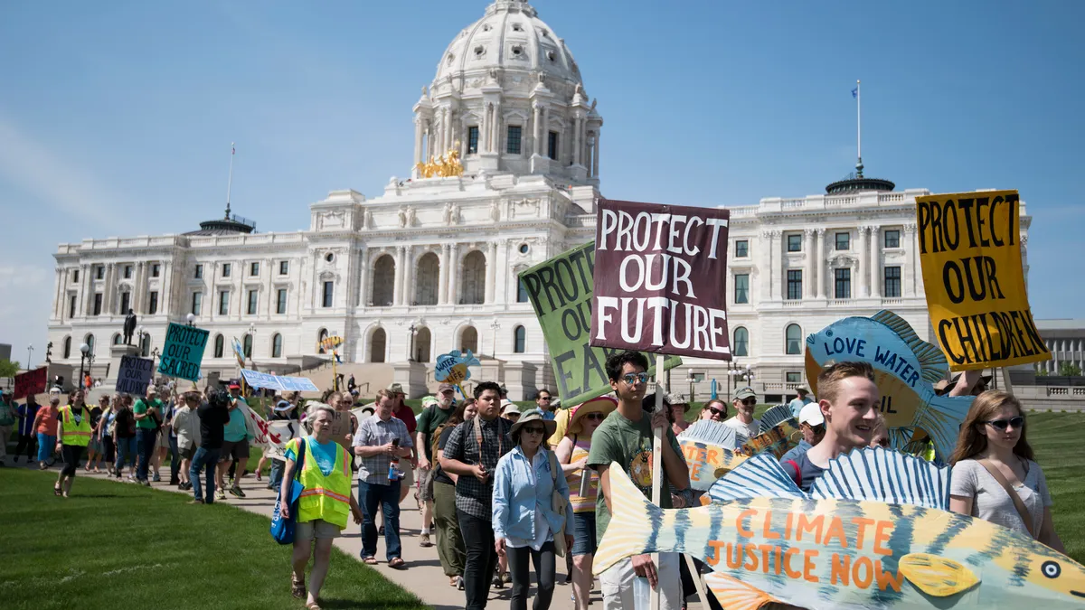 A protest against the Enbridge Line 3 program outside of the Minnesota capitol in 2018.