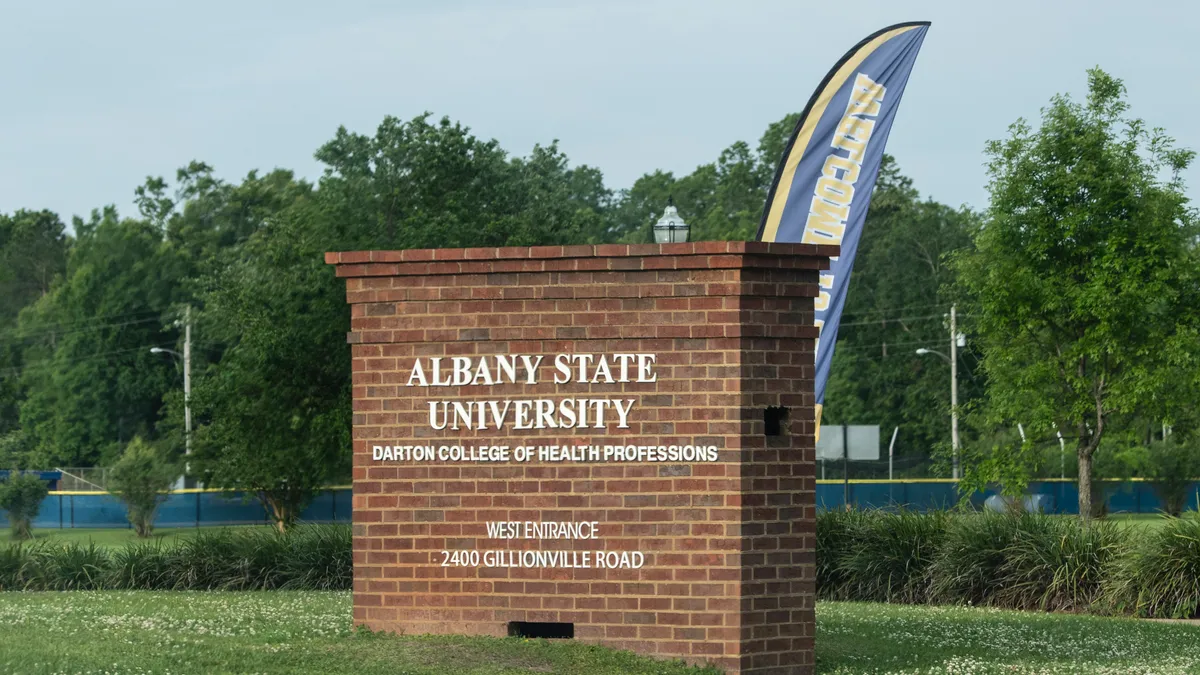 A sign that reads Albany State University