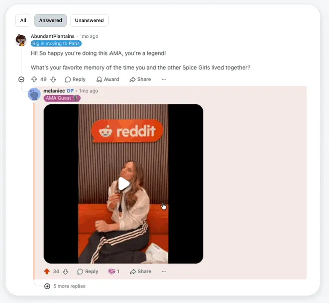 Reddit video replies