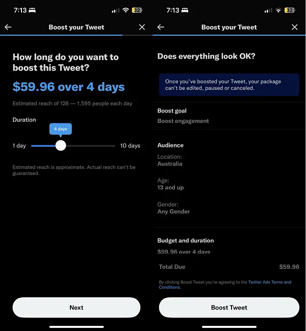 Tweet boost