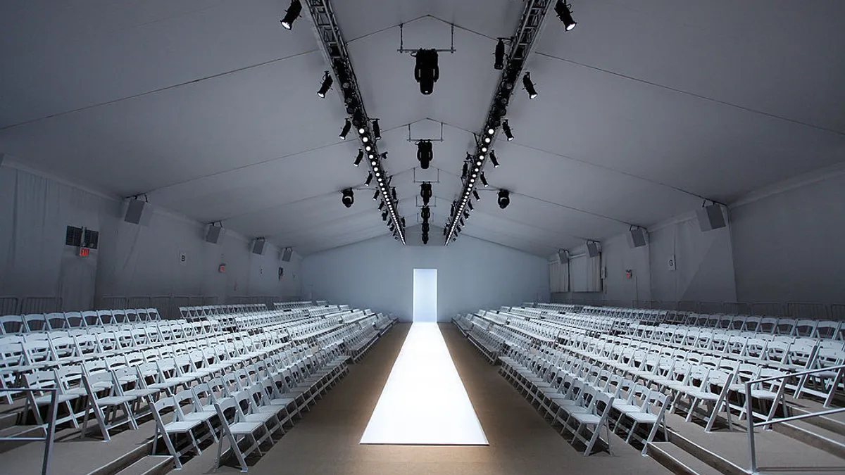 An empty room ahead of a New York Fashion Week show.