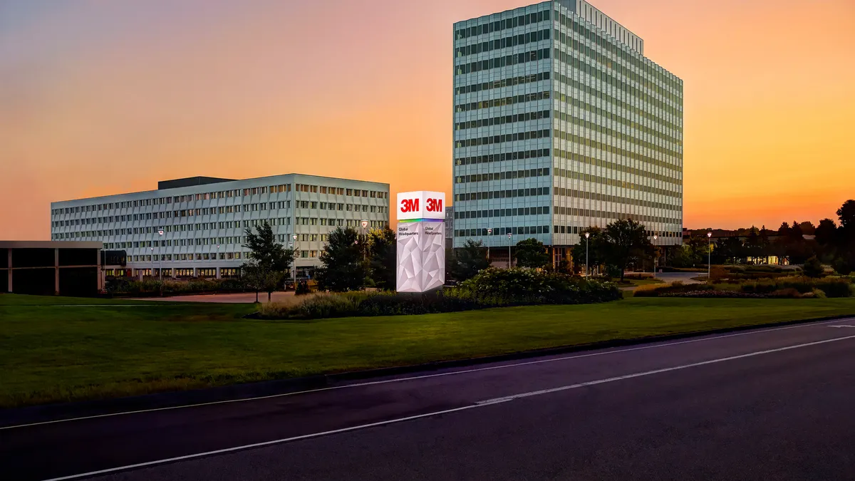 3M Monument in St. Paul, Minnesota in the dusk.