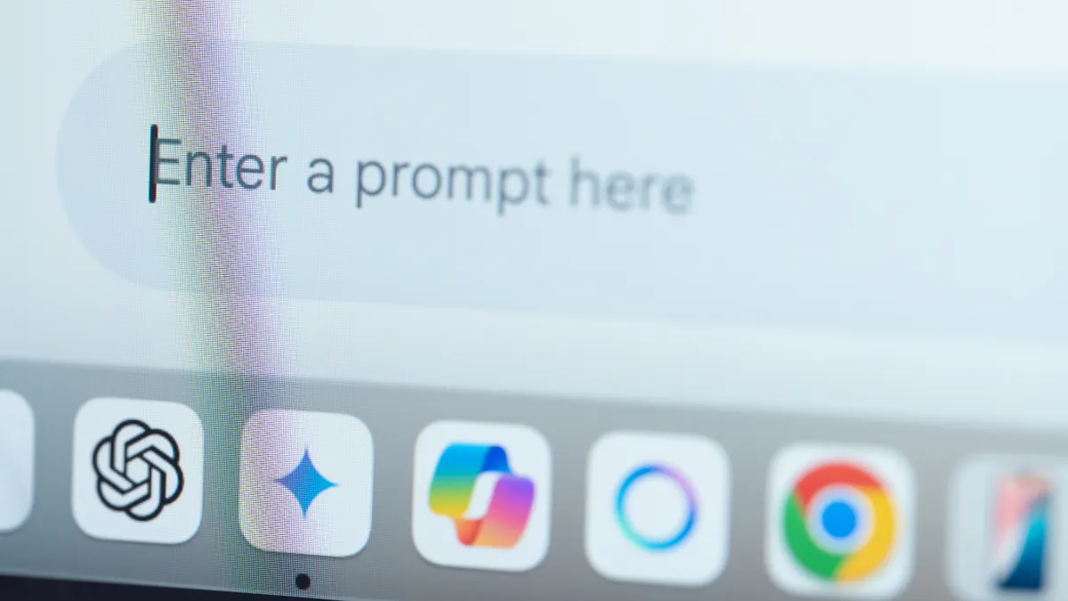 AI chat screen with text, "Enter a prompt here."