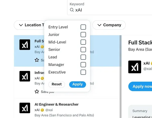 X job filters