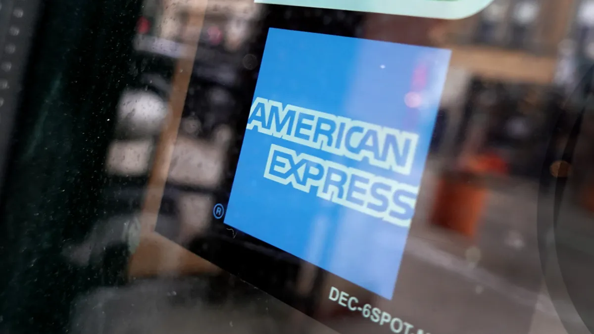 American Express logo on window