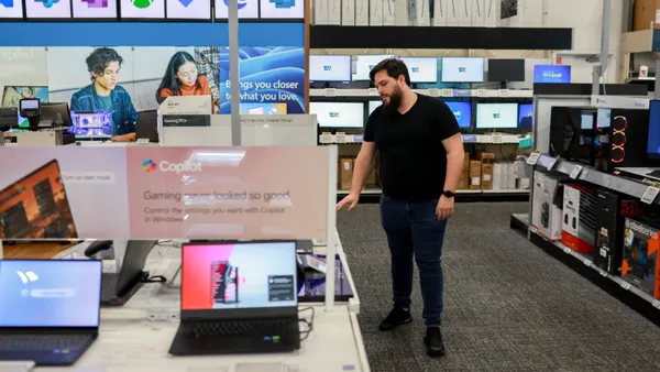 Laptops with Microsoft Copilot+ sit on display at the Best Buy store on June 18, 2024 in Miami, Florida.