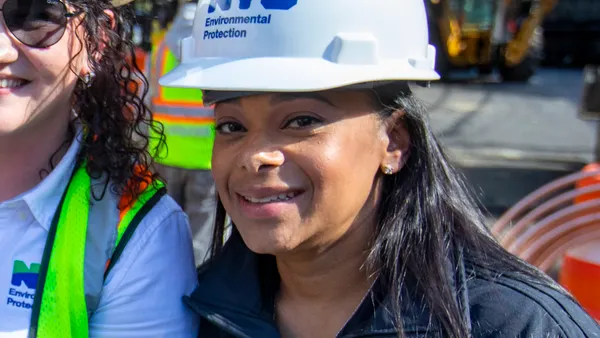 A person wearing a hard hat
