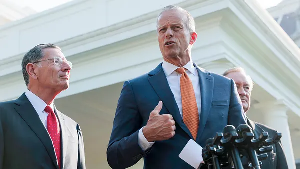 Sen. John Thune speaks in front of the West Wing.