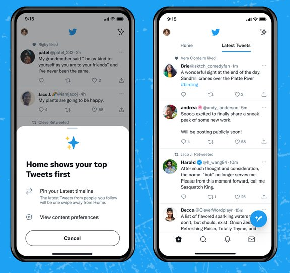 Twitter latest tweets option