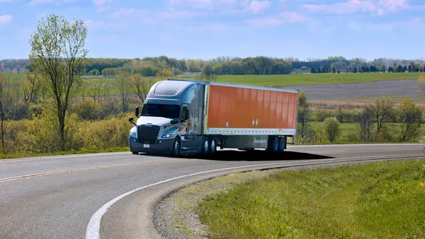 Schneider National truck rural road
