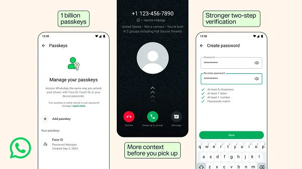 WhatsApp adds new passkey and two-step verification options