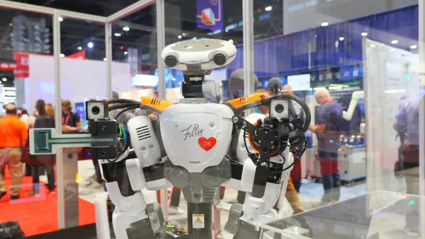 Kawada Robotics demonstrates its Fillie humanoid robot at IMTS 2026 in Chicago.