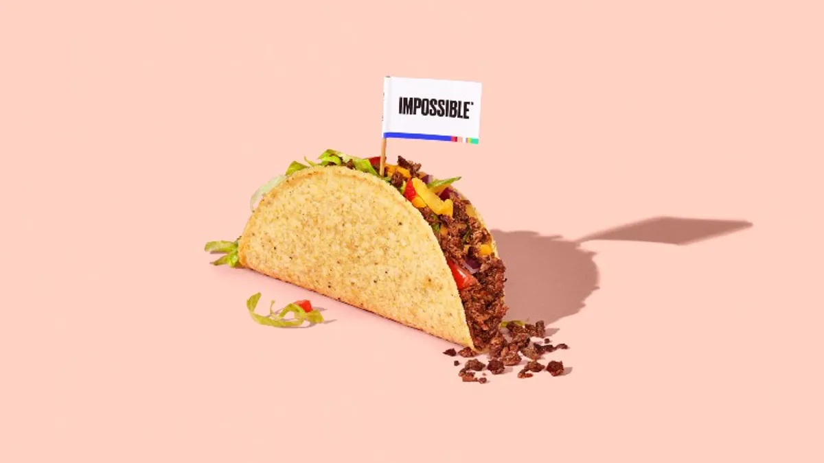 A taco made with Impossible Foods' ground plant-based meat.