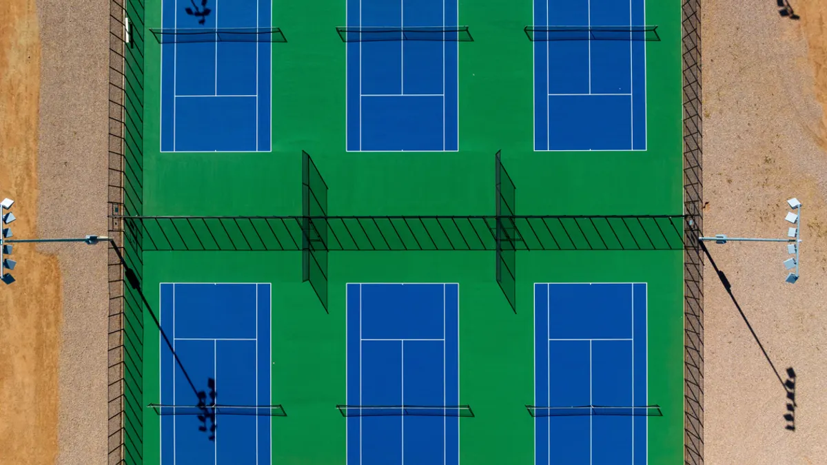Aerial view of tennis courts