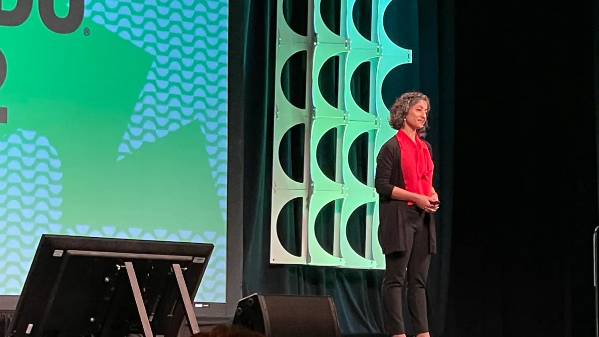 Educator, cognitive psychologist, and author Pooja Agarwal discusses retrieval practice during a keynote at SXSW EDU 2022 in Austin, Texas.