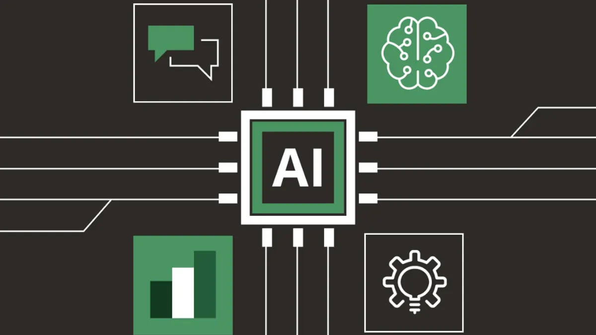 A digital picture of a cirucit board with the letters Ai in the center.