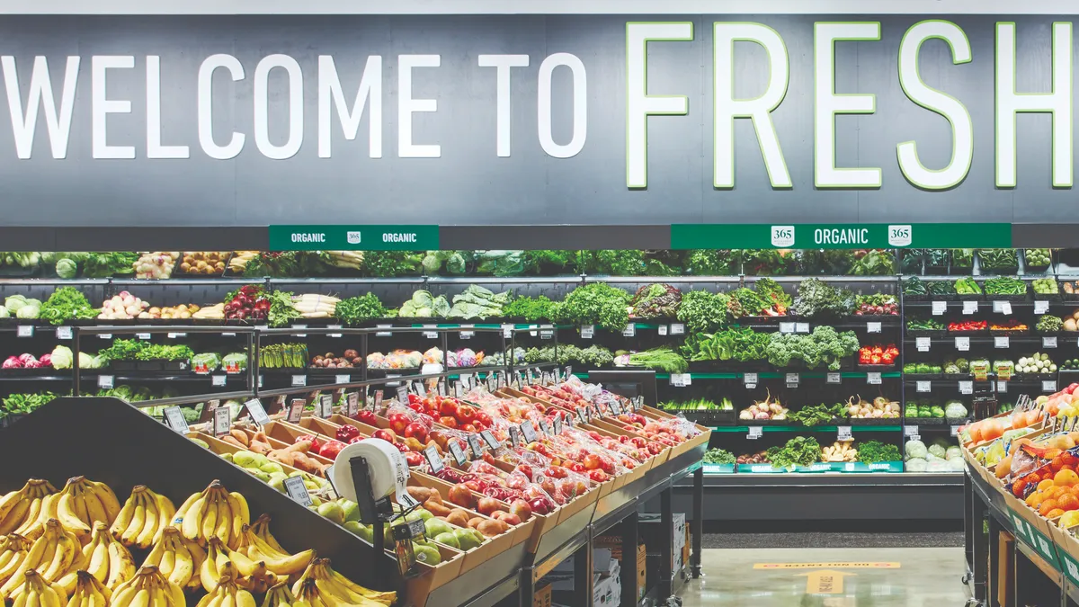 Produce section of Amazon Fresh store