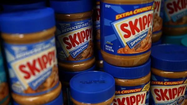 Jars of Skippy peanut butter on a California shelf