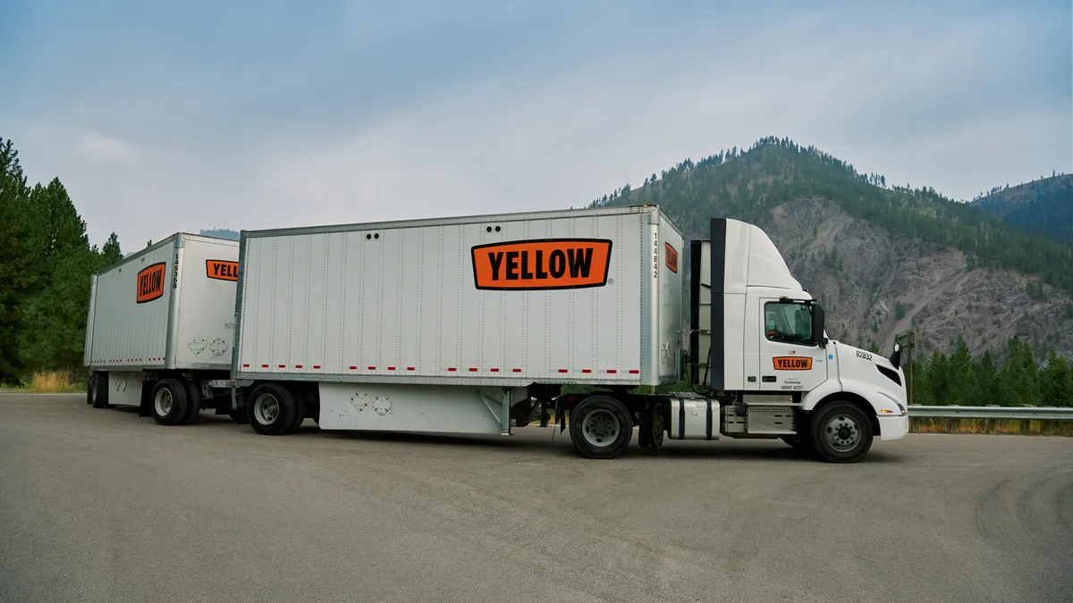 A Yellow Corp. truck is parked in Montana.